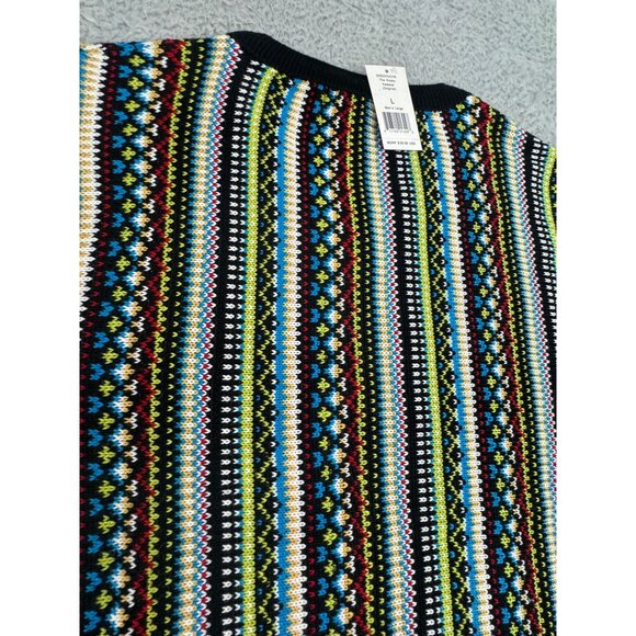 Skedouche The Kosby Mens L Colorful Preppy 90s V-Neck Striped Sweater Wool Blend - Picture 9 of 11